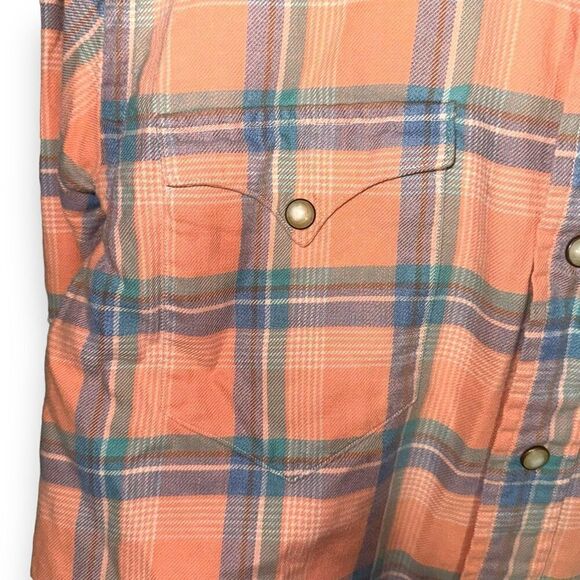 90s Orange Polo Ralph Lauren Western Pearl Snap Shirt Size M - Picture 4 of 8